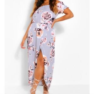 Brand New & Never Worn Plus Off The Shoulder Floral Wrap Maxi Dress